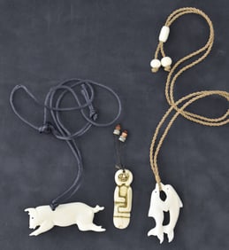 NATIVE ALASKAN CARVED NECKLACES & PENDANTS