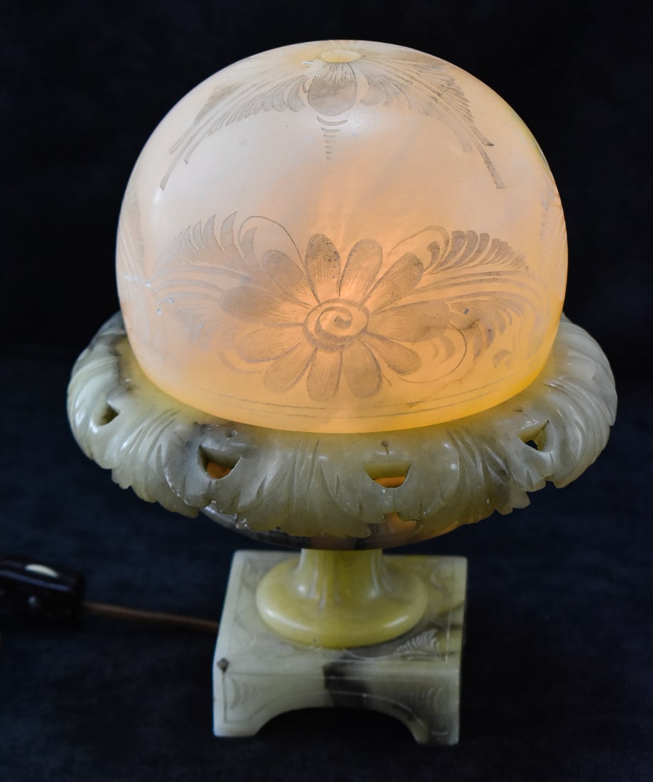 CARVED ALABASTER TABLE LAMP (1 of 6)