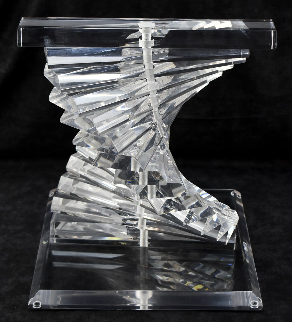 KARL SPRINGER (ATTR.) ABSTRACT ACRYLIC SWIRLING STAND (1 of 2)