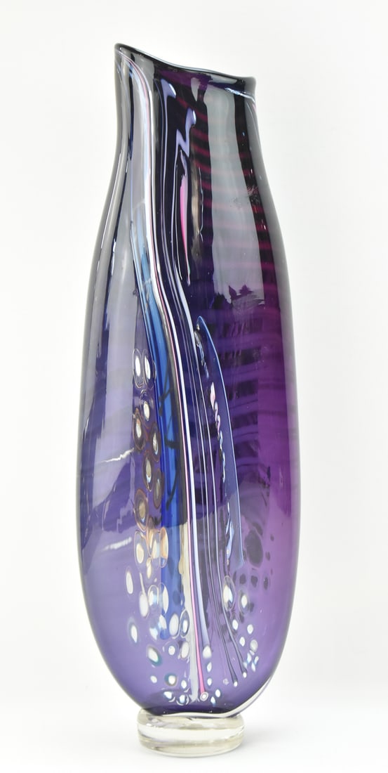 CHRIS HAWTHORNE & JAMES NOWAK GRAND ART GLASS AQUARIUM VASE (1 of 4)