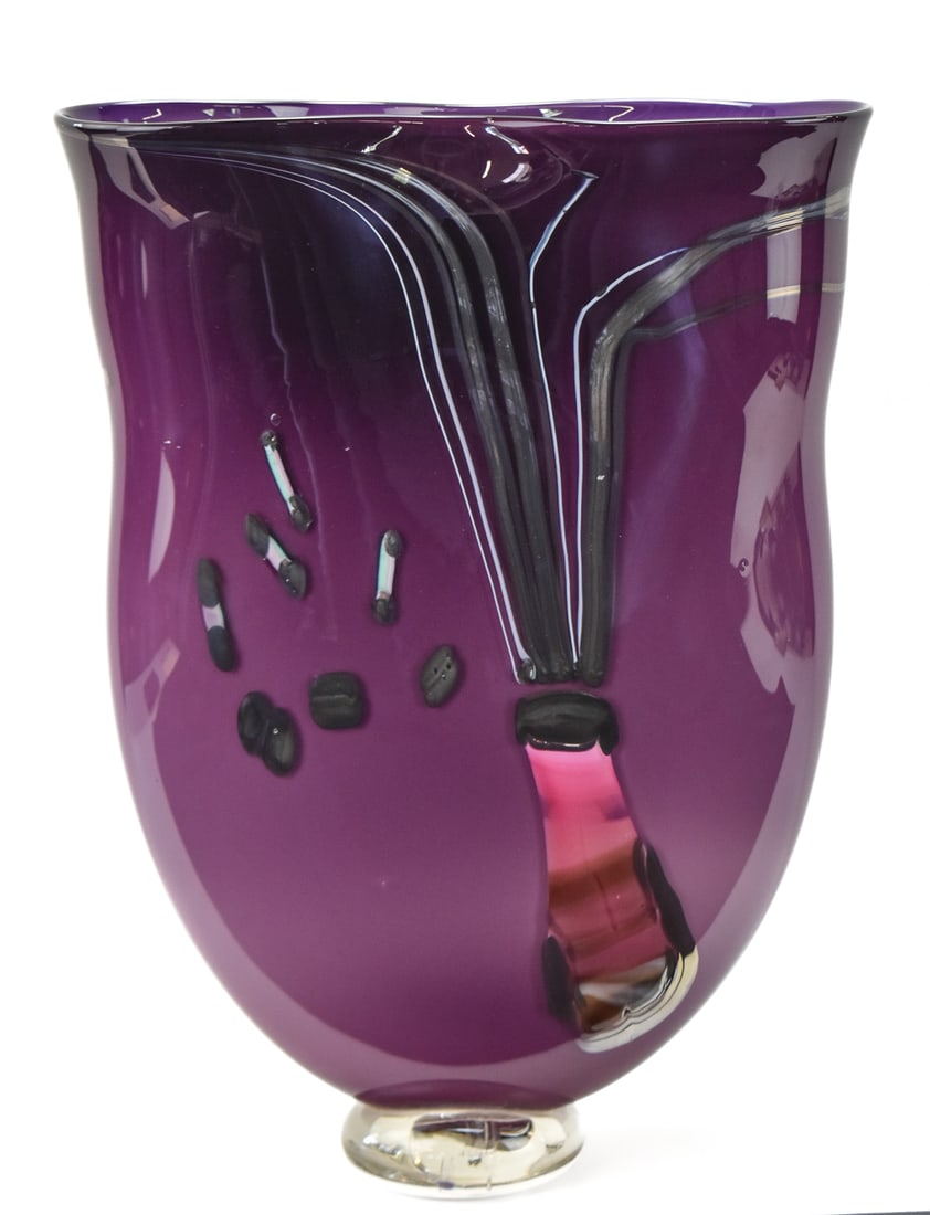 1984 CHRIS HAWTHORNE LARGE ART GLASS VASE 'POPPING BOTTLES' (1 of 4)