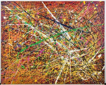 FREALON BIBBINS ABSTRACT MIXED MEDIA PAINTING