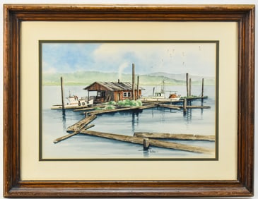 DIANNE VAN DLAC 'FISHERMAN'S RETREAT' WATERCOLOR PAINTING