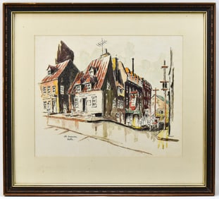 JEAN GUY DESROSIERS 'QUEBEC' WATERCOLOR PAINTING