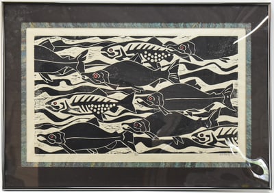 'SOCKEYE' WOODBLOCK PRINT BY DEBBY NEELY