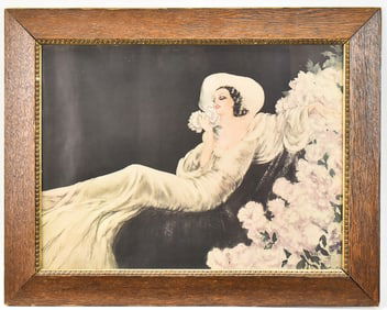 LOUIS ICART 'PARFUM DE FLEURS (LOVE'S BLOSSOM)' FRAMED ART PRINT