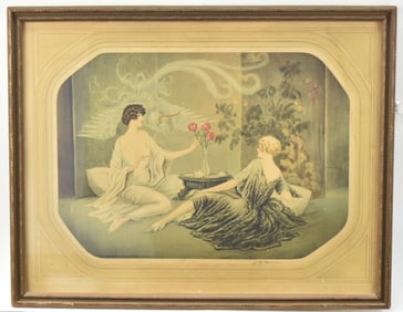 F.G. HENRI SIGNED 'AMERICAN BEAUTIES' FRAMED LITHOGRAPH