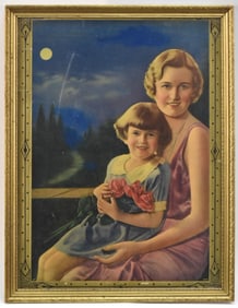 ROBERT ATKINSON FOX (ATTR.) FRAMED MOTHER & DAUGHTER LIITHOGRAPH