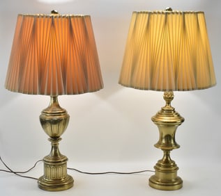 PAIR OF STIFFEL SOLID BRASS TABLE LAMPS