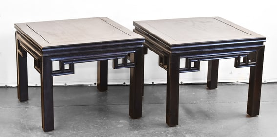 PAIR OF CHINESE BLACK LACQUER LOW TABLES, 20TH CENTURY