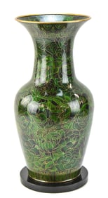 JINGFA STYLE GREEN CLOISONNE VASE, CIRCA LATE 20TH CENTURY