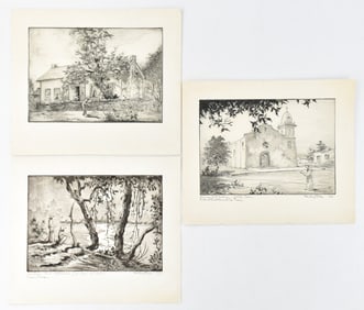 TRIO OF JAMES BLANDING SLOAN ETCHINGS ON PAPER