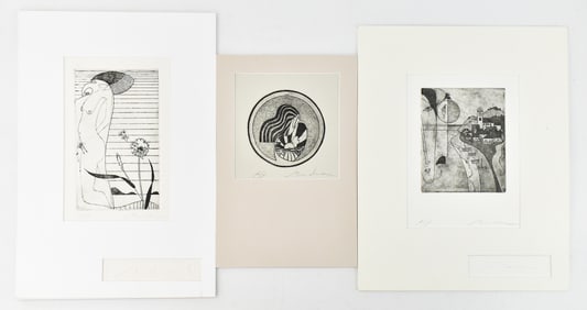 TRIO OF JORGE SENDRA ARTIST PROOF BLOCK PRINTS & ETCHINGS
