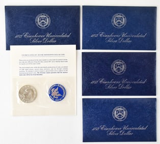 SET OF 4, 1973 UNCIRCULATED 40% SILVER EISENHOWER DOLLARS