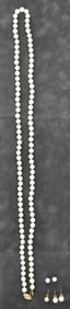 CULTURED PEARL NECKLACE & EARRINGS