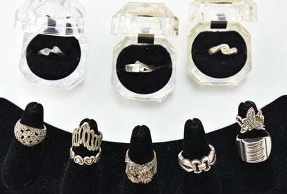 COLLECTION OF STERLING SILVER RINGS