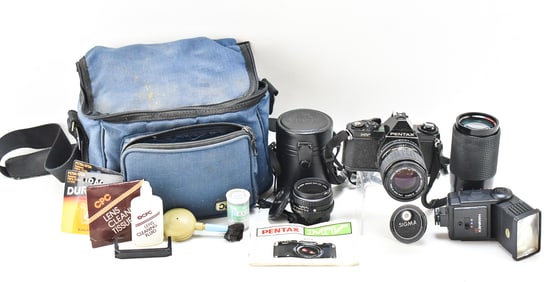 ASAHI PENTAX MV CAMERA WITH ACCESSORIES