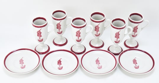 LOUBAT CARR 'FLAMING DEVIL' CAFE BRULOT DEMITASSE CUPS