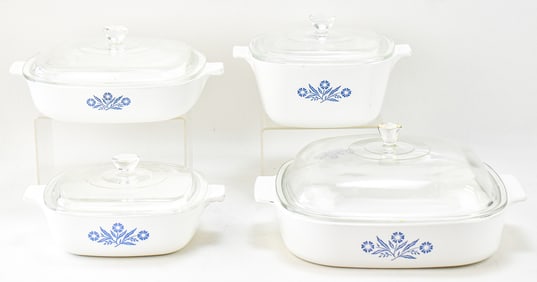 CORNING WARE BLUE CORNFLOWER LIDDED CASSEROLES