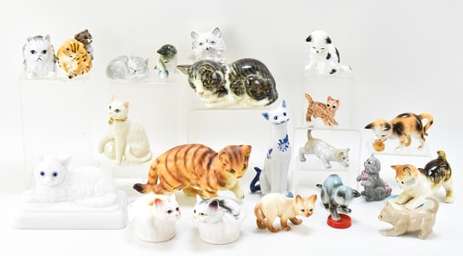 VINTAGE MINIATURE CAT FIGURINE ASSORTMENT: JAPAN-MADE, RON GORDON, LENNOX, AND MORE