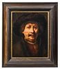 OIL PAINTING AFTER REMBRANDT VAN RIJN'S 'SELF-PORTRAIT'