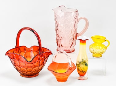 ASSORTED MIDCENTURY PATTERN GLASS
