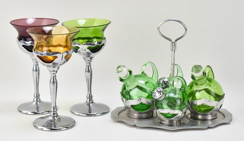 CAMBRIDGE ART DECO CHROME GLASSWARE
