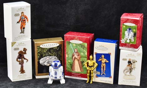 HALLMARK KEEPSAKES STAR WARS CHRISTMAS ORNAMENT COLLECTION: 'OBI-WAN KENOBI', 'C-3PO', 'R2-D2', 'HAN