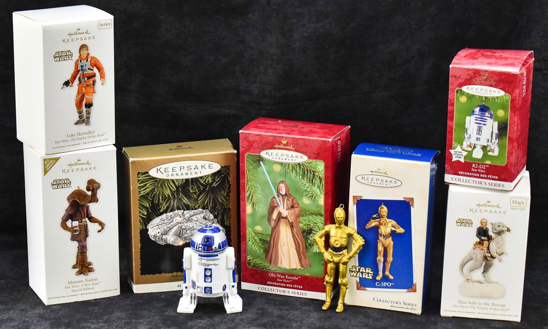 HALLMARK KEEPSAKES STAR WARS CHRISTMAS ORNAMENT COLLECTION: 'OBI-WAN KENOBI', 'C-3PO', 'R2-D2', 'HAN (1 of 3)