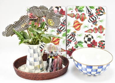MACKENZIE-CHILDS KITCHEN ITEMS: PLACEMATS, SERVING TRAY, MIXING BOWL, AND MORE