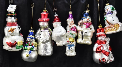COLLECTION OF GLASS SNOWMAN ORNAMENTS BY CHRISTOPHER RADKO & OTHERS