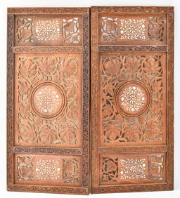 VINTAGE ANGLO INDIAN CARVED TEAK WALL PANELS