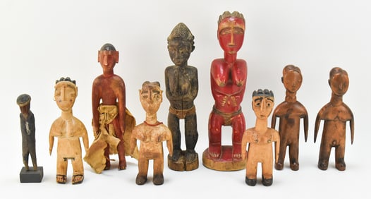 INDIGENOUS WOODEN FIGURINES: YORUBA, IVORY COAST, GUNA PEOPLE
