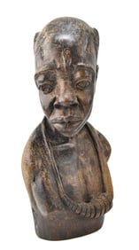 VINTAGE WOOD-CARVED NIGERIAN BUST