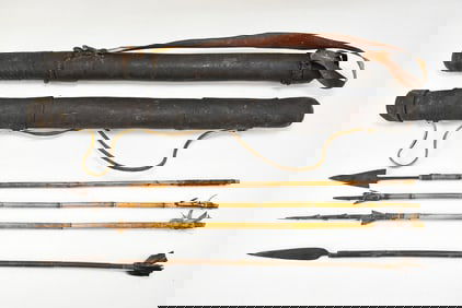 ETHIOPIAN LEATHER QUIVERS AND WEST AFRICAN ARROWS