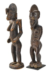 BAOULE PEOPLE MATERNITY FIGURINE AND YORUBA FIGURINE