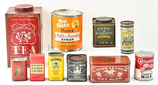 ASSORTED COLLECTION OF TEN HOUSEHOLD TINS