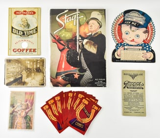 VINTAGE AND CONTEMPORARY ASSORTMENT OF GROCER ADVERTISEMENTS: STAGE MAGAZINE 'POPPY', RALPH'S