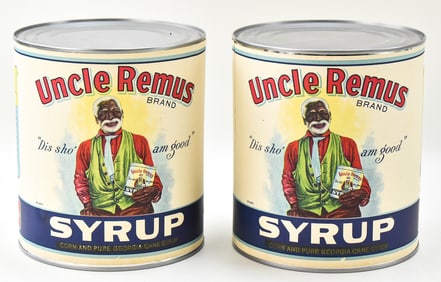 PAIR OF 'UNCLE REMUS' SYRUP CANS