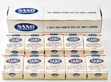 VINTAGE SANO CIGARETTE DISPLAY BOX & PACKAGES