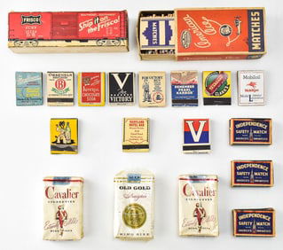 COLLECTION OF VINTAGE CIGARETTE & MATCH PACKAGES