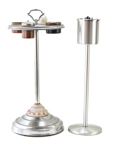 STANDING ASHTRAY & ART DECO SMOKING STAND