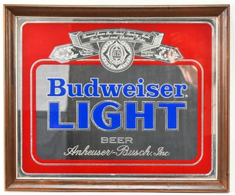 BUDWEISER LIGHT ADVERTISING MIRROR