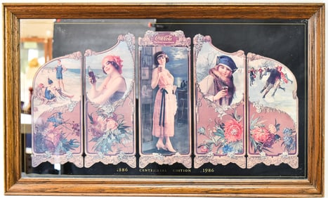 COCA-COLA CENTENNIAL EDITION 1896-1986 ADVERTISING MIRROR