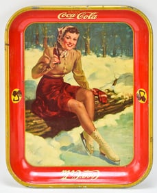 1941 AMERICAN ARTWORKS COCA-COLA 'SKATER GIRL' SODA TRAY