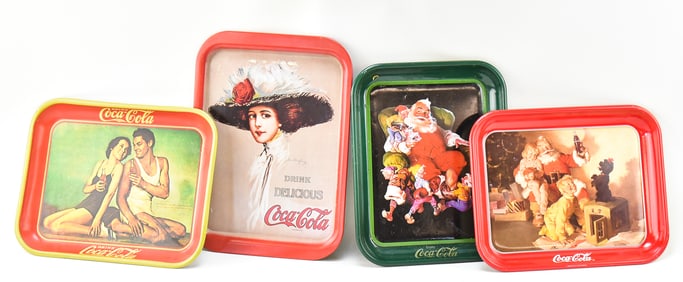 COCA-COLA SODA TRAYS: 1934 CONTEMPORARY 'WEISMULLER', 1973 'DEAR SANTA', AND MORE