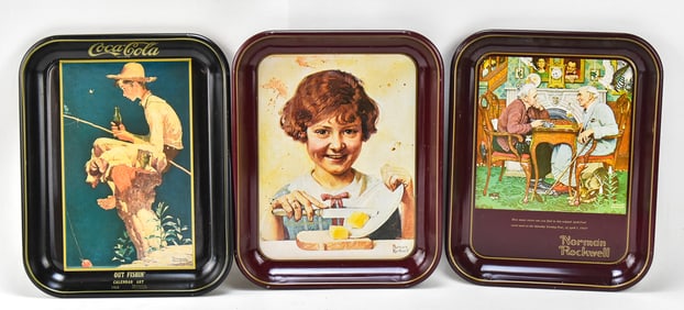 NORMAN ROCKWELL & COCA-COLA SERVING TRAYS
