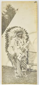 19TH C. NATIVE AMERICAN CHIEF PHOTO ON BOARD