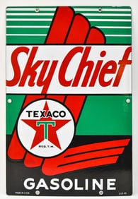 TEXACO SKY CHIEF TIN GAS PUMP PLATE SIGN No. 31245
