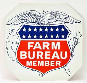 VINTAGE FARM BUREAU MEMBER DOUBLE-SIDED STOP SIGN